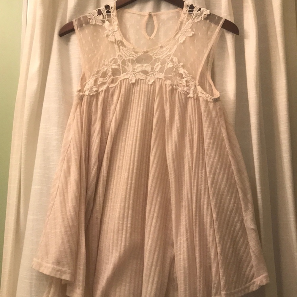 Flowy Cream Top with Crochet and Sheer Details